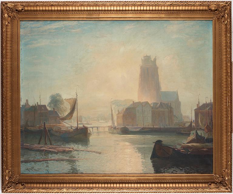 Gustave (Gustaf) Albert, The harbour in Dordrecht.
