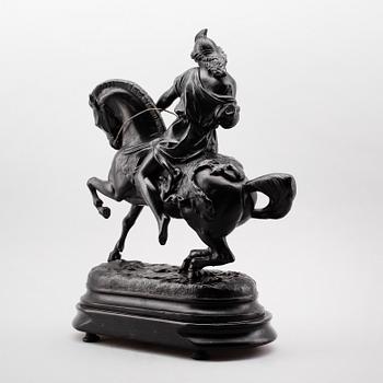 SKULPTUR, svartmålad metall, omkring år 1900.