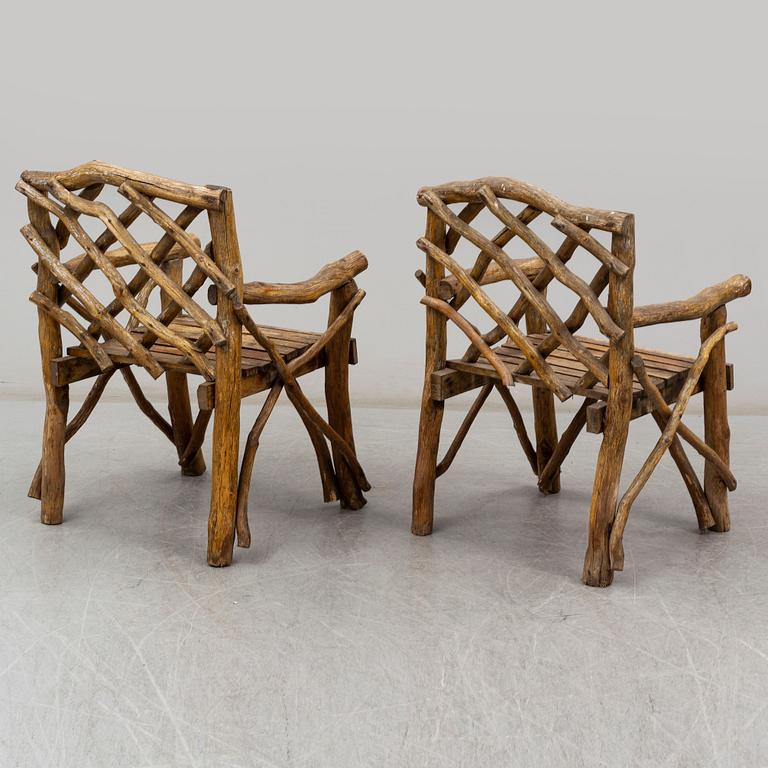 TRÄDSGÅRDMÖBEL, 5 delar, sk grenmöbel, 1900-tal.