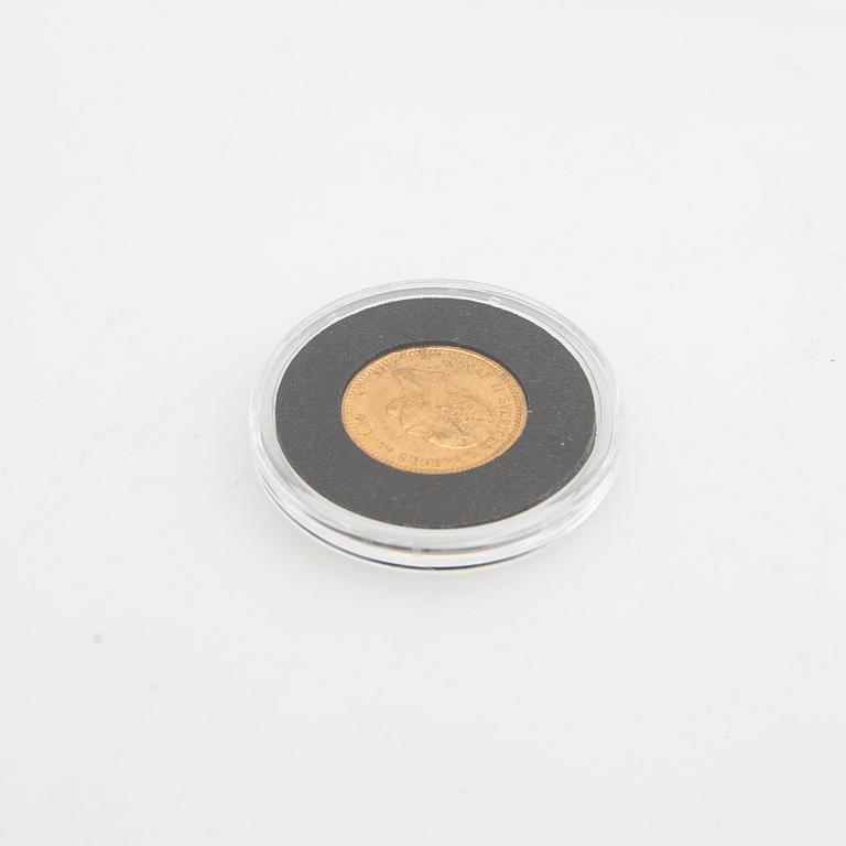 Guldmynt Sverige, Oscar II 10 kr, 1876.