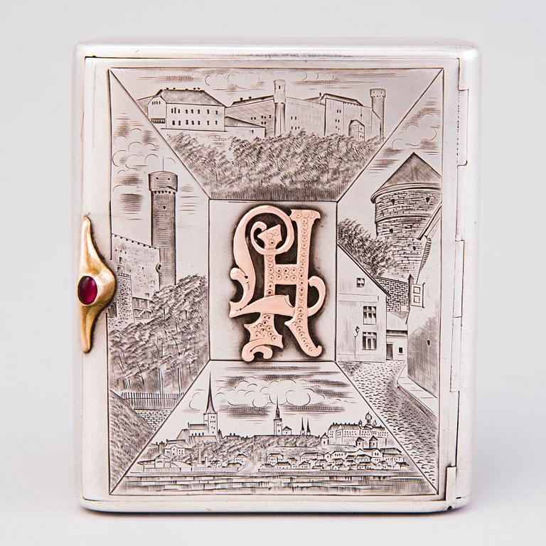 An Estonian silver cigarette case, H. Raadus & Posipov, early 1930s.