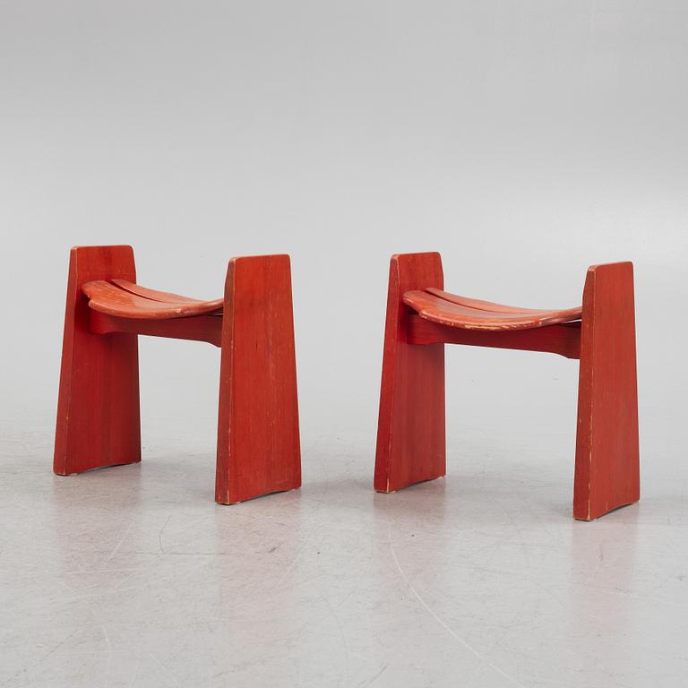Gilbert Marklund, a pair of 'Jonte' stools, Furusnickaren, Sweden.