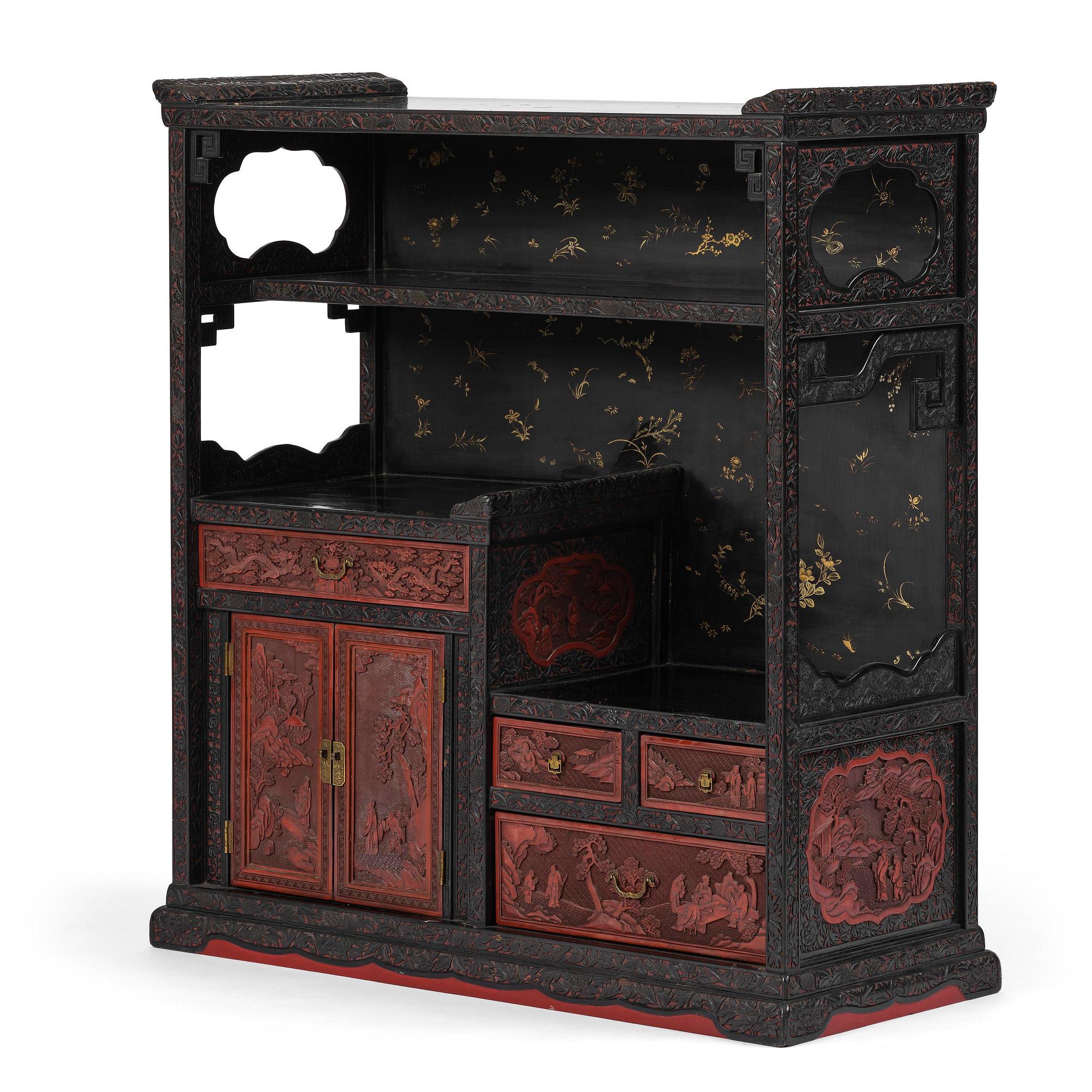 A lacquer display cabinet, late 19th century.
