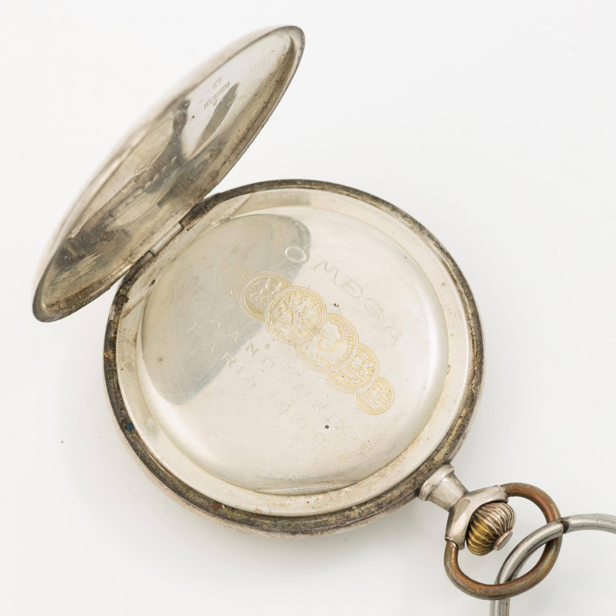 Omega, pocket watch, hunting case, "Red Twelve", 51 mm.