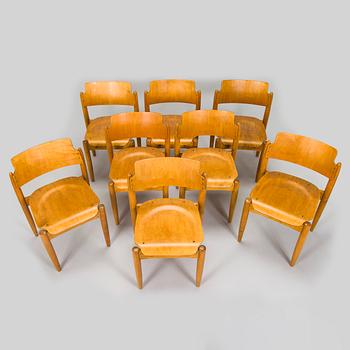 Ilmari Tapiovaara, eight 1940s "Wilman" chairs for Wilh. Schauman Fanerfabrik, Jyväskylä, Finland.
