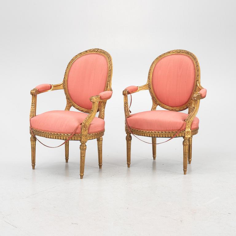 Armchairs, a pair, Gustavian style, 19th century.