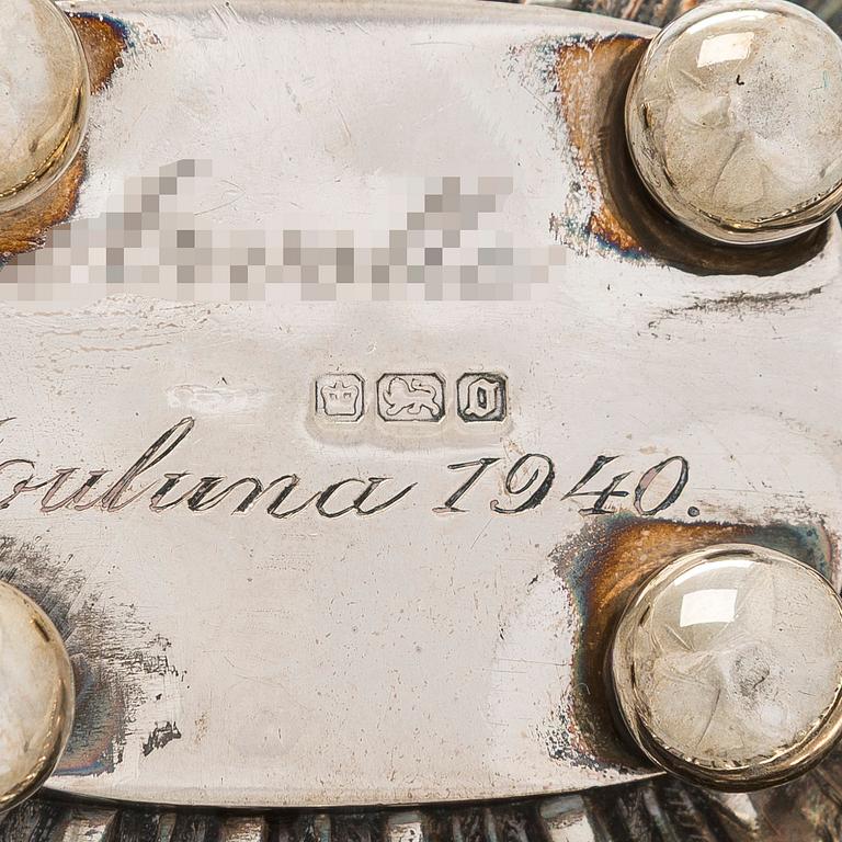 Sokerikko ja kermakko sekä suolakko, sterlinghopeaa, Englanti 1906-1912.