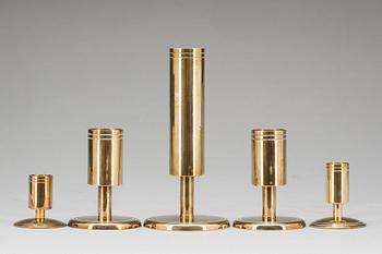 LJUSSTAKAR OCH VAS, 2+2+1. Mässing, Dantorp design Denmark.