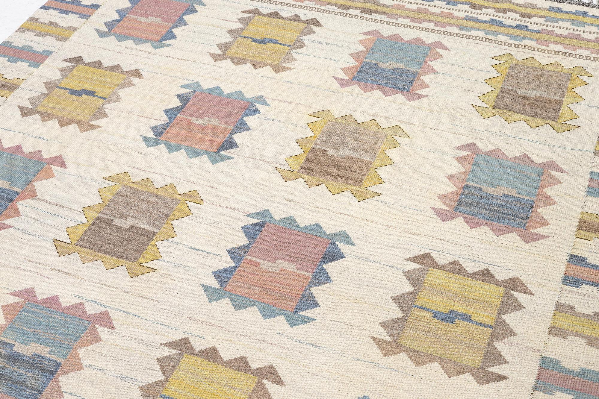 Märta Måås-Fjetterström, a carpet, 'Ljusa plador', flat weave, c. 257 x 203 cm, signed AB MMF.