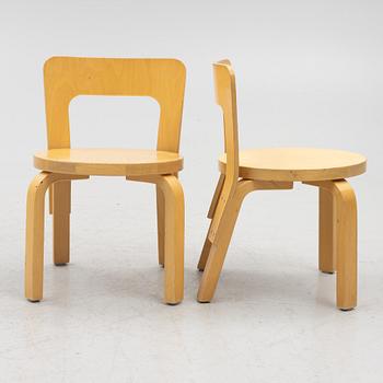 Alvar Aalto, children's chairs, 4 pcs, Artek, Finland.