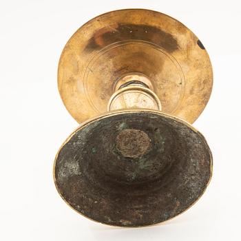 Candle holder possibly from the 17th century, brass.