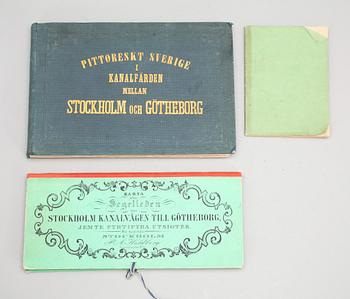 BÖCKER OM TOPOGRAFI, 3 st, bla "Pittoreskt Sverige, kanalfärden mellan Stockholm och Göteborg", Stockholm 1861.