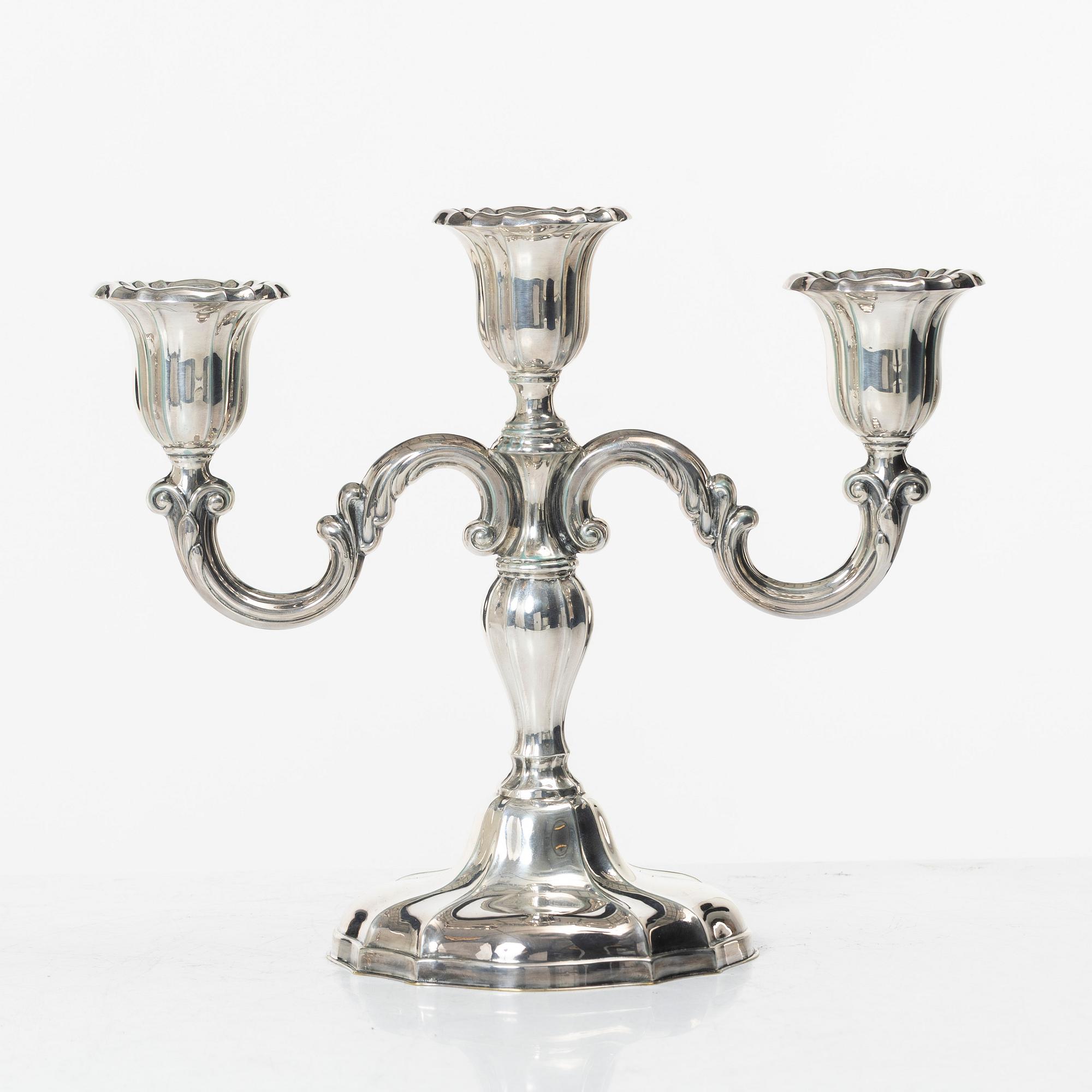 A pair of silver candelabra, Norway, mid-20th Century.