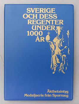 MEDALJSERIE, 60 st, brons, Sveriges regenter, Sporrong. 1900-talets andra hälft.
