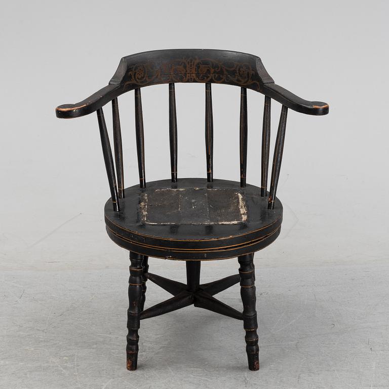 A painted 19th Century Swivel office chair.