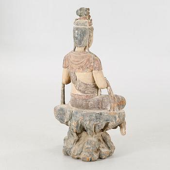 A Chinese 20th century wooden bodhisattva.