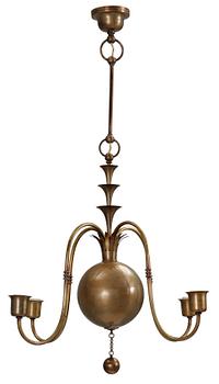 515. An Elis Bergh patinated brass ceiling lamp, C.G Hallberg 1920's.