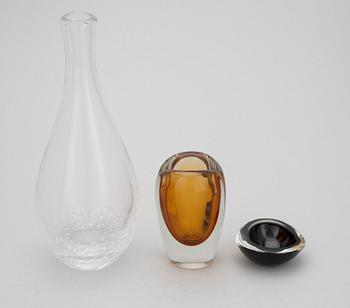 KAJ FRANCK, konstglas, 3 delar, sign. K. Franck Notsjö samt   Iittala, 1900-talets mitt.