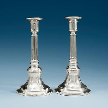 862. A pair of Swedish 18th century silver candlesticks, makers mark of Carl Fahlberg, Uppsala 1784-1786.