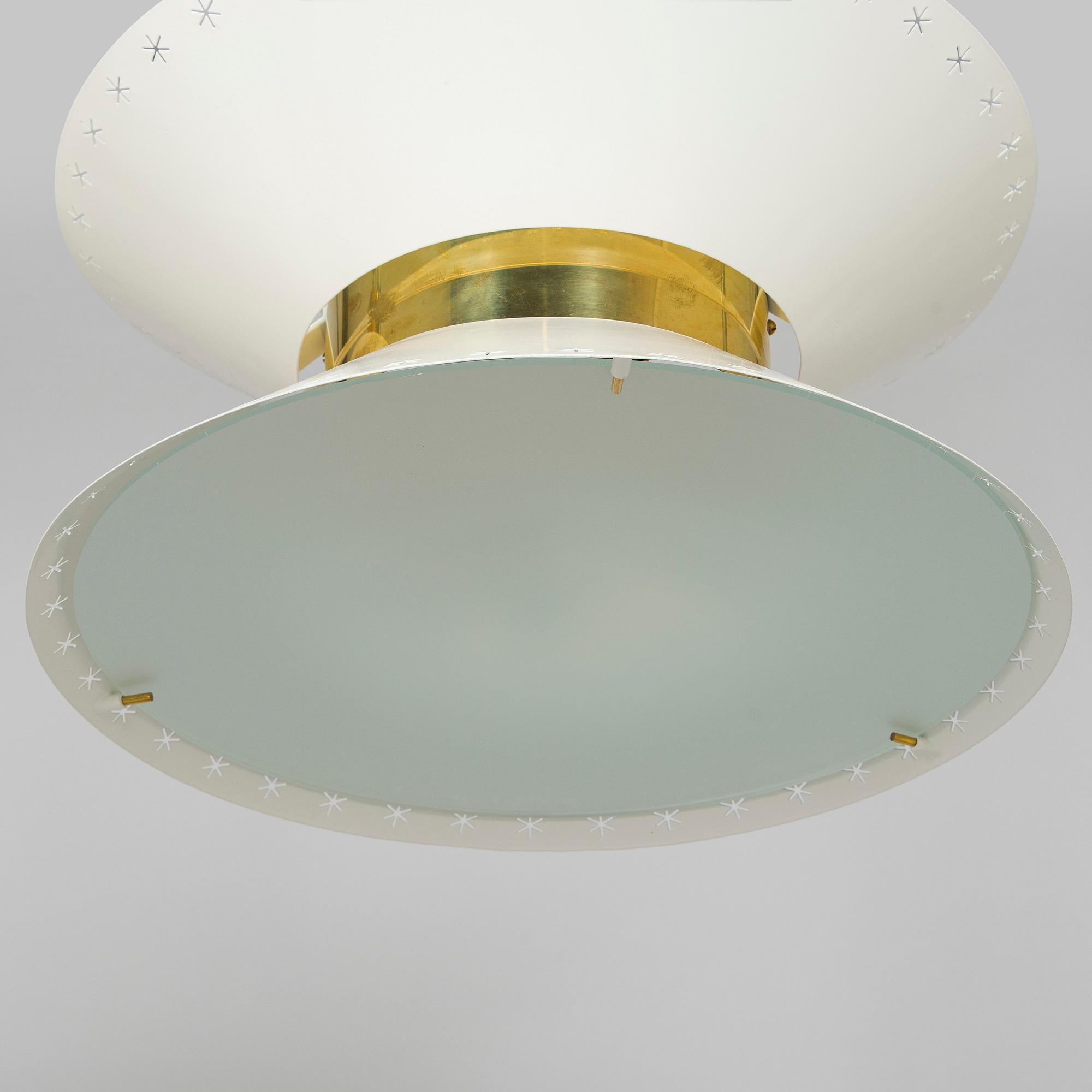 Paavo Tynell, a pair of ceiling lights, made to order, Taito, mid-20th century.