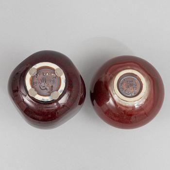 Berndt Friberg, two stoneware vases, Gustavsbergs studio 1975.