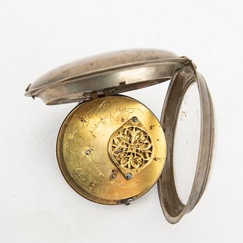 A set of three different 18th/19th century silver pocket watches.