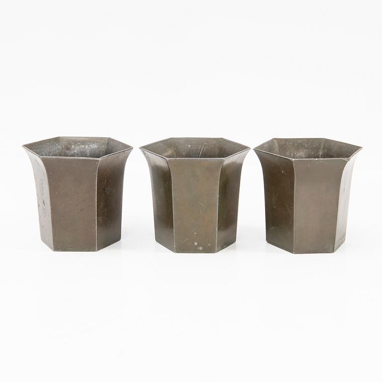 Just Andersen, cups, 3 pcs, Denmark, first half of the 20th century.