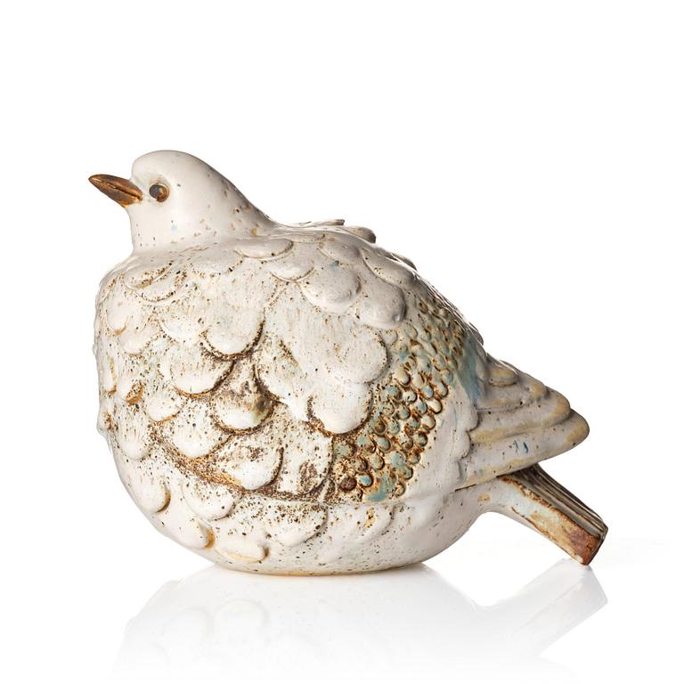 Tyra Lundgren, a chamotte stoneware sculpture of a pigeon, Sweden mid 20th century.