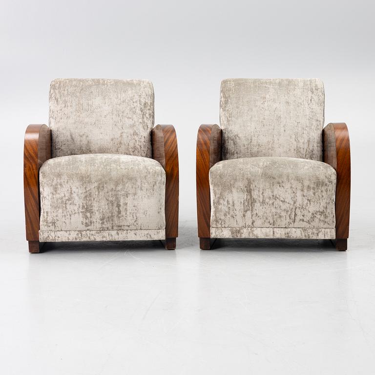 A pair of armchairs, 1930s-40s.