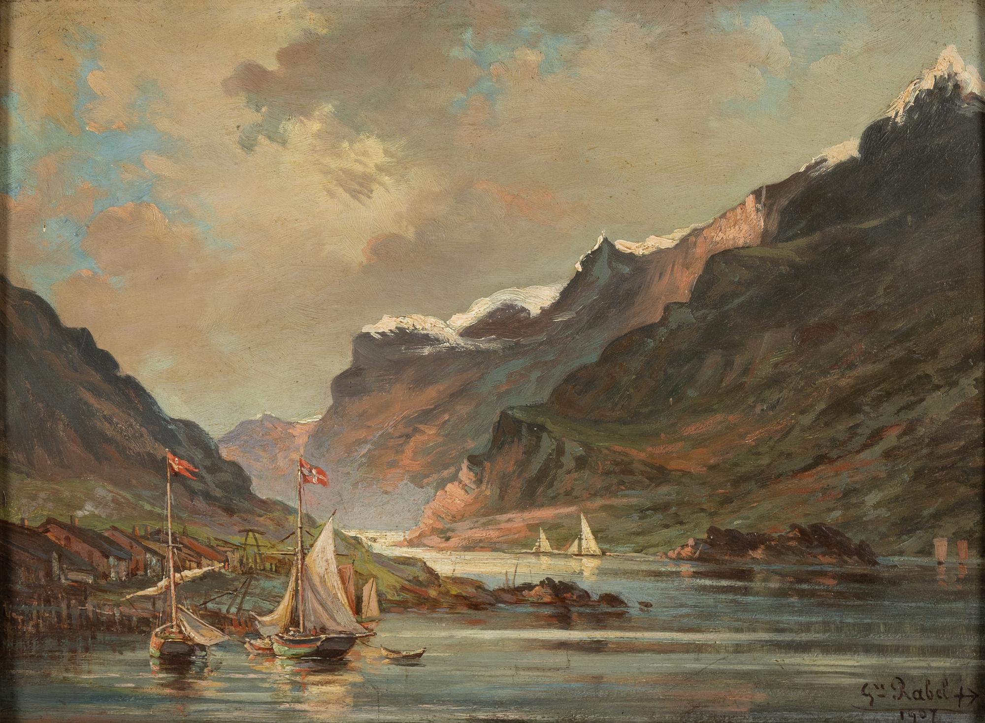 Gustave Rabel, olja på pannå, signerad och daterad 1907.