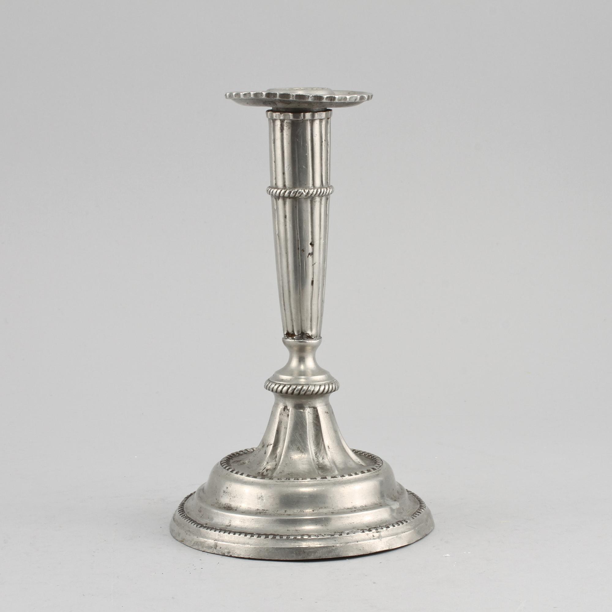 LJUSSTAKE, tenn, gustaviansk, troligen Johan Anjou, Gävle,runt sekelskiftet 1700/1800.
