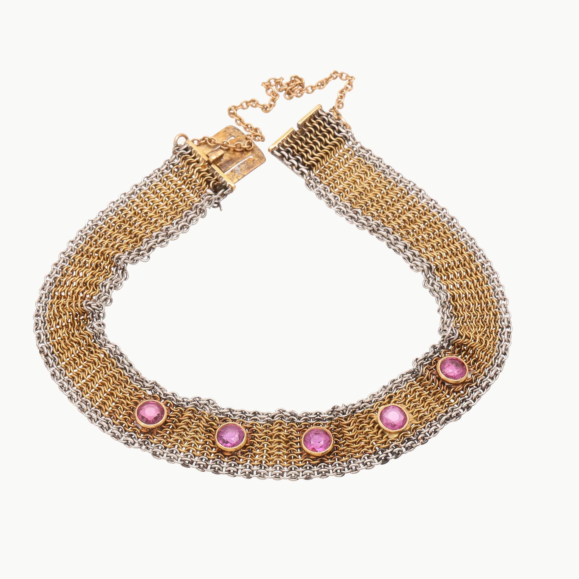 An 18K gold bracelet with old cut rubies, possibly by K Anderson Stockholm, around 1900's.