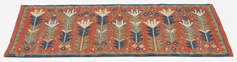 Märta Måås-Fjetterström, A textile, "Röda Liljan", tapestry weave, ca 70-71,5 x 125,5-126 cm, signed AB MMF.