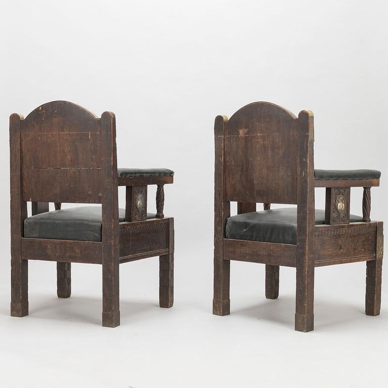 A pair of early 20th century armchairs.