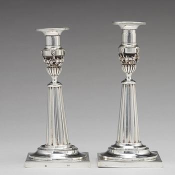 Johann Rudolf Haller, ljusstakar, ett par, silver, Augsburg 1801.