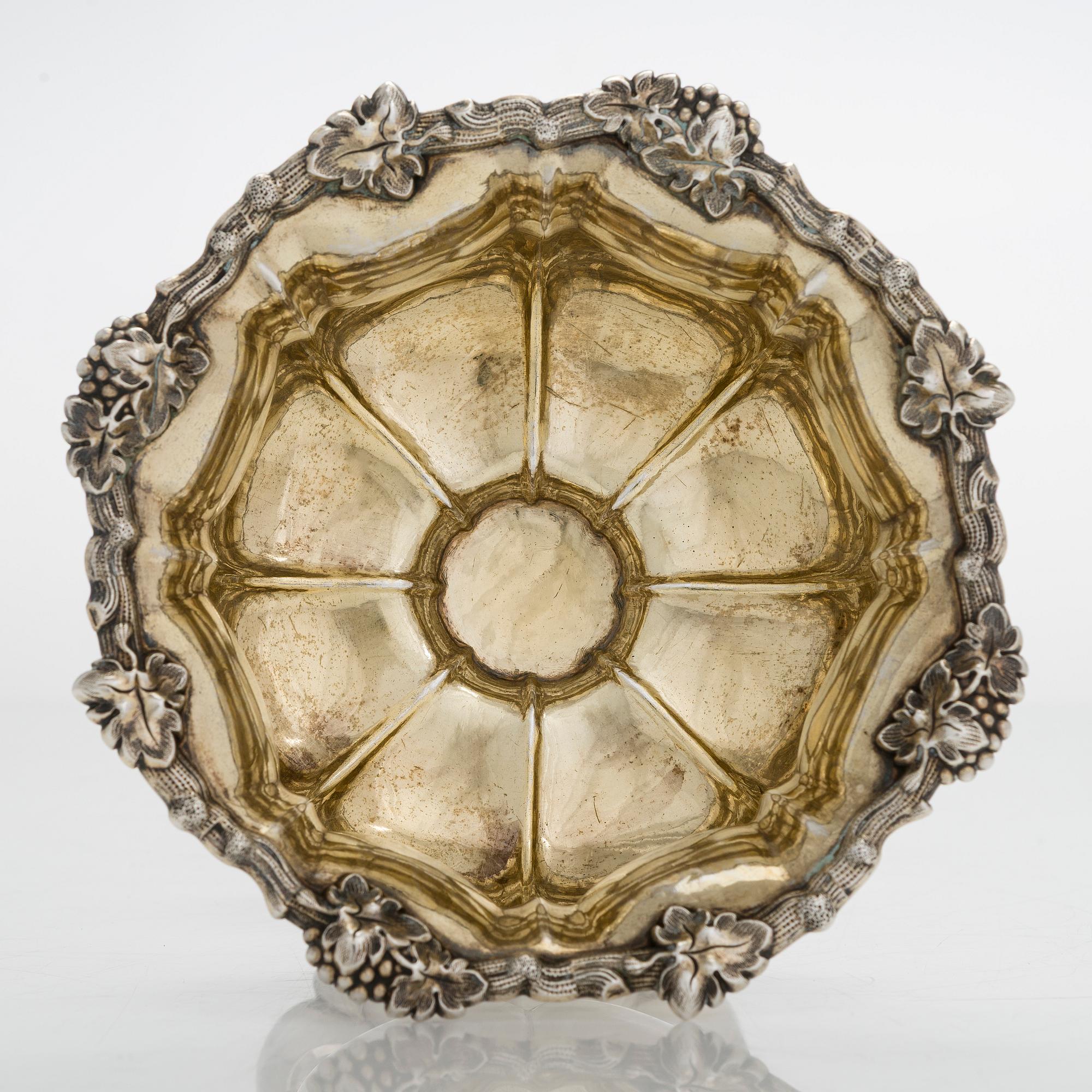 A parcel-gilt sugar bowl, maker's mark of Anders Wilhelm Felixsson, Loviisa, Finland 1860.