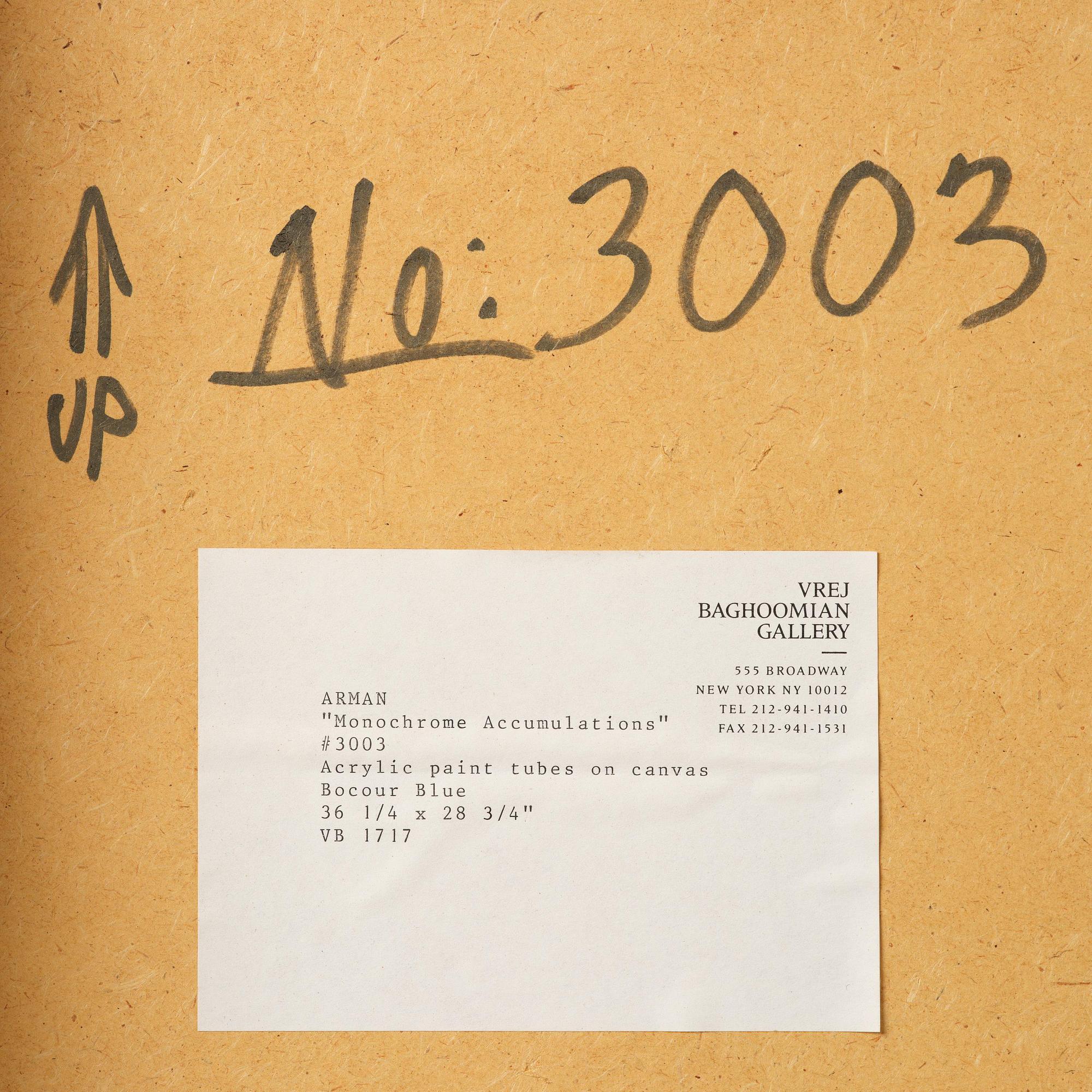 Arman (Armand Pierre Fernandez), "Monochrome Accumulation no. 3003".