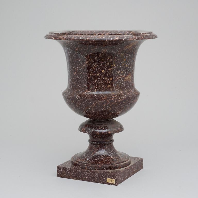 A Swedish Empire 19th century porphyry urn.