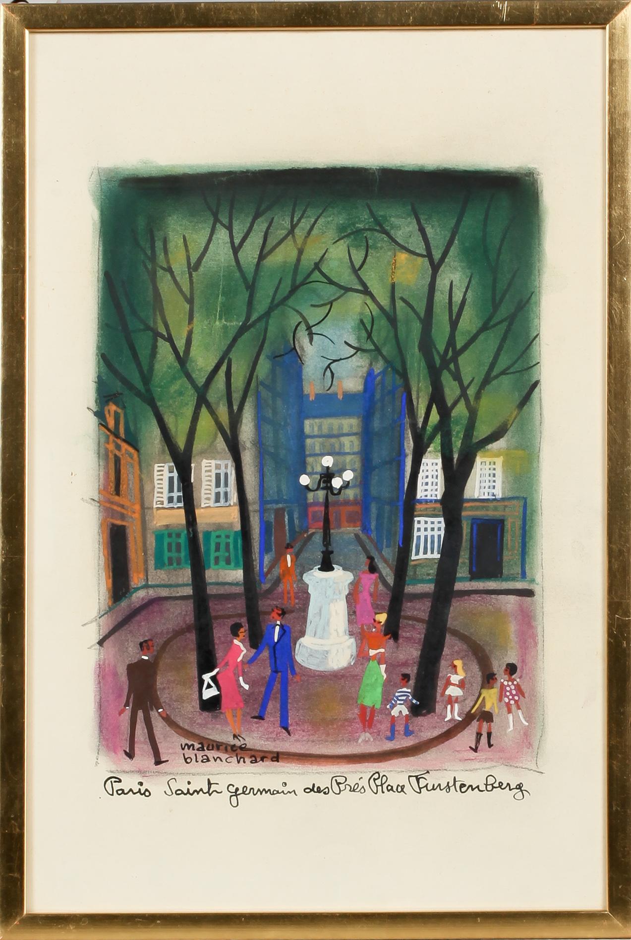 MAURICE BLANCHARD, pastell och gouache, signerad.