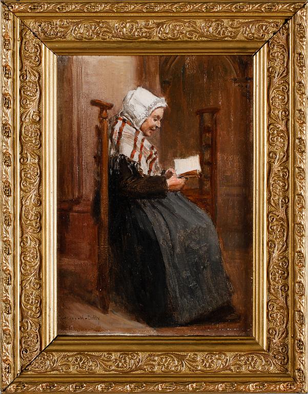 GEORGES HIPPOLYTE DILLY, olja på pannå, signerad.