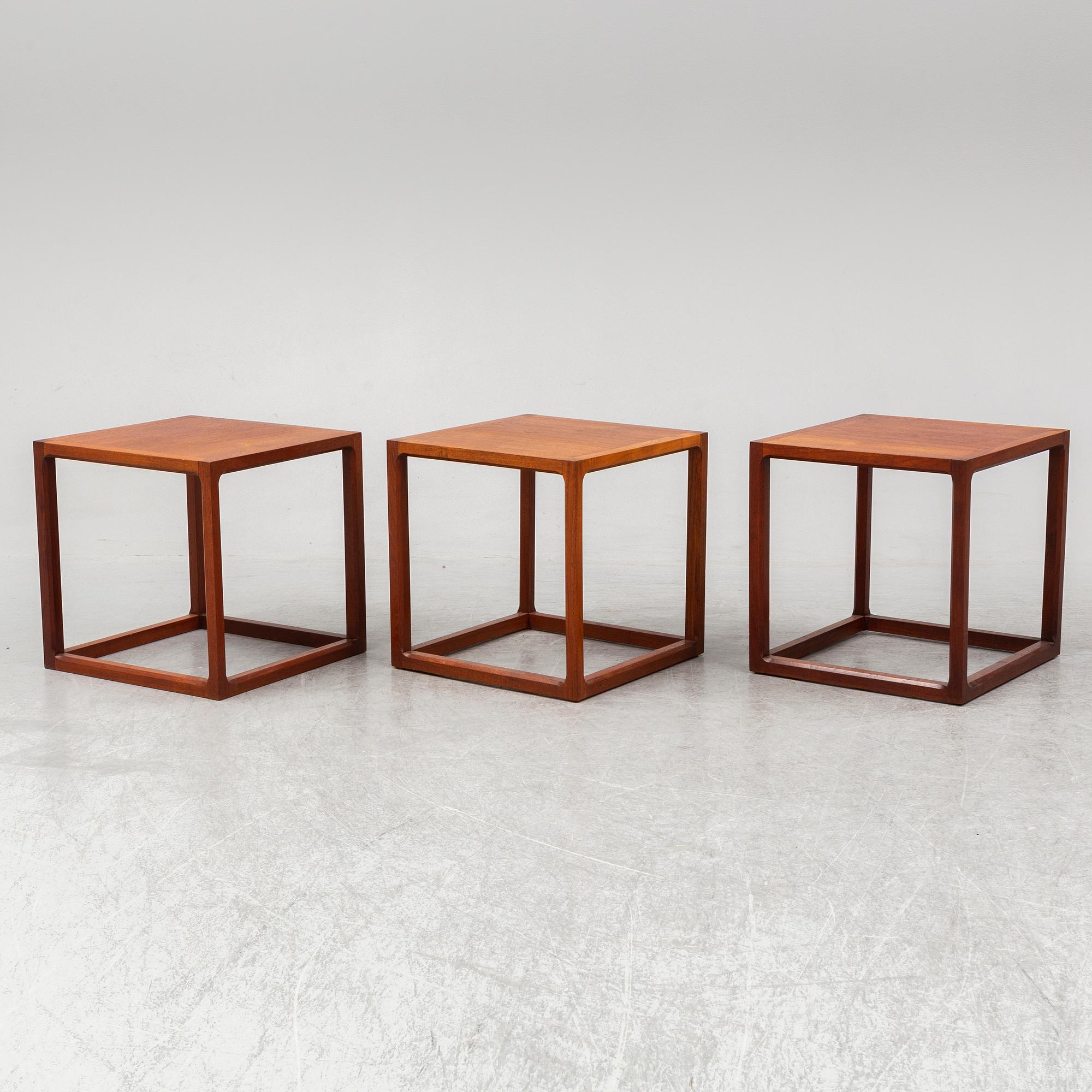 AKSEL KJERSGAARD, three Danish teak sidetables, 1950's/60's.