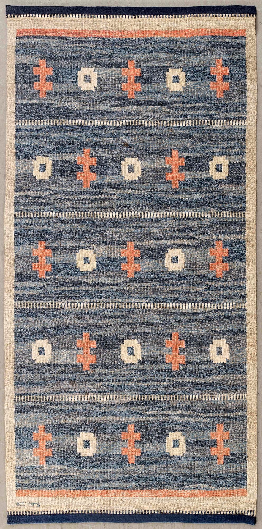 CARL DANGEL, a signed flat weavew carpet ca 163 x 100 cm.