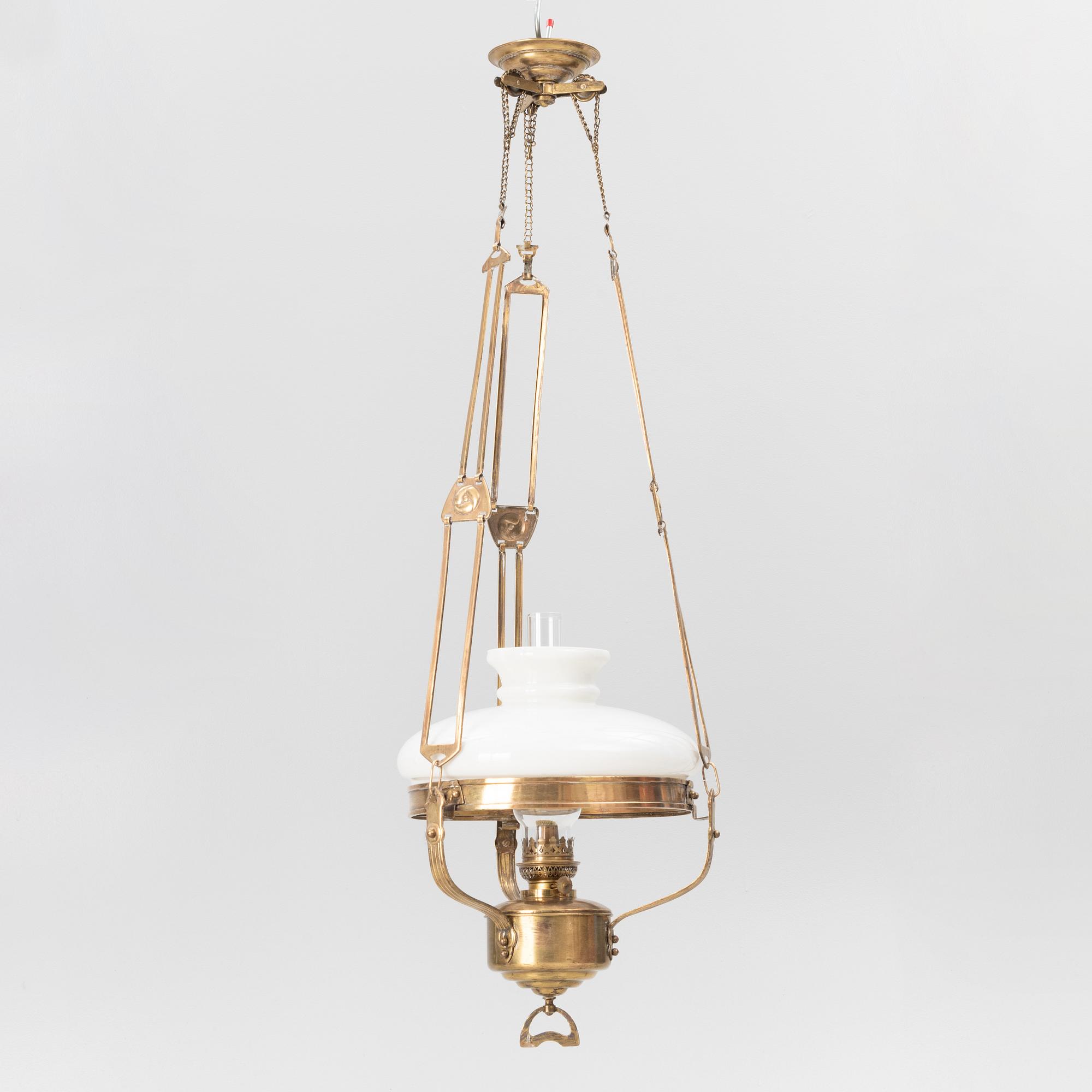 An Art Nouveau ceiling lamp, circa 1900.