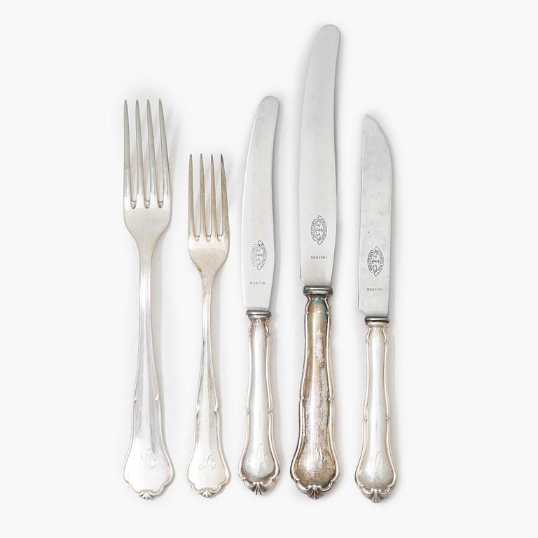 Bestickuppsättning, silver, 56 delar, C.G.Hallberg samt JMJ, Göteborg, 1928-1952.