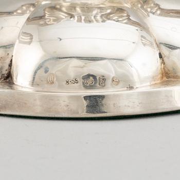 A pair of silver candelabra, Germany, with marks Copenhagen 1945.