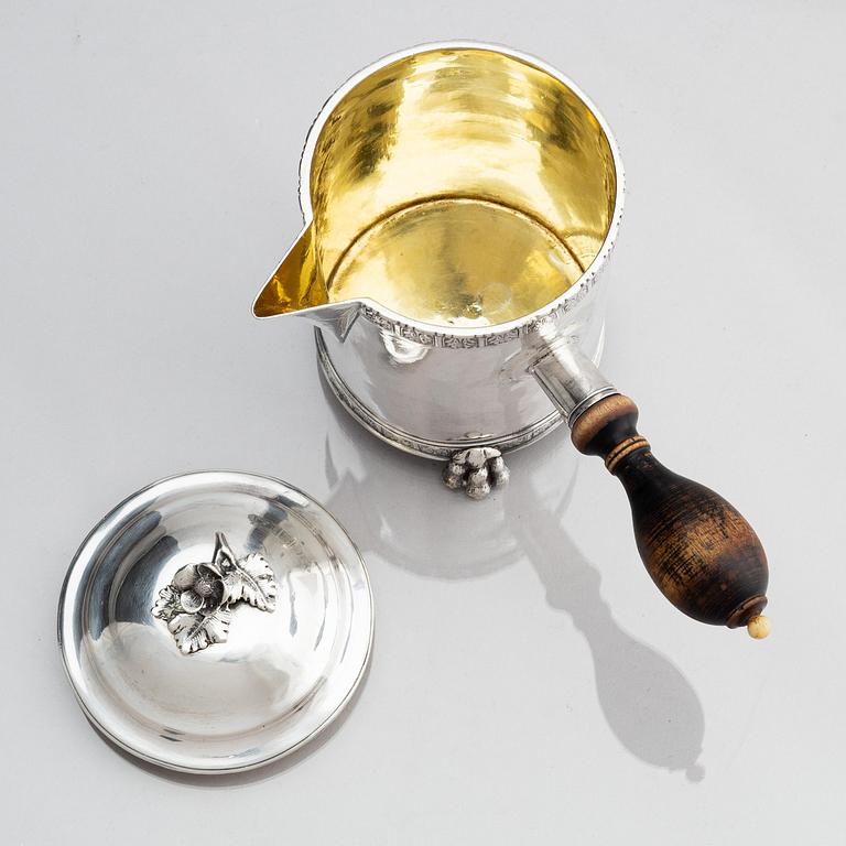 Pehr Zethelius, chokladkanna, silver, Stockholm 1789. Gustaviansk.