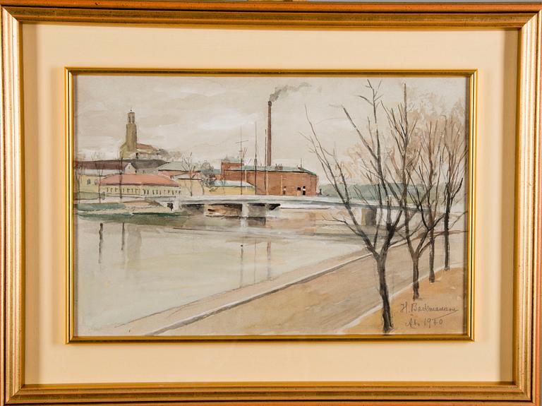 HUGO BACKMANSSON, gouache, signerad och daterad Åbo 1940.