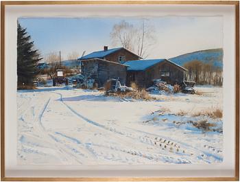 Stanislaw Zoladz, Winter scene with tractor.