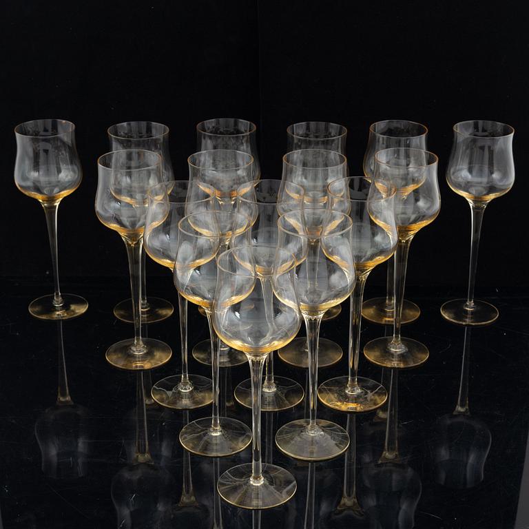 Nils Landberg, 16 model "NS 1777" wine glasses, Orrefors.