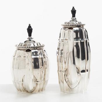 Coffee service, 5 pieces, silver, Hermann Walter, Germany, first half of the 20th century.